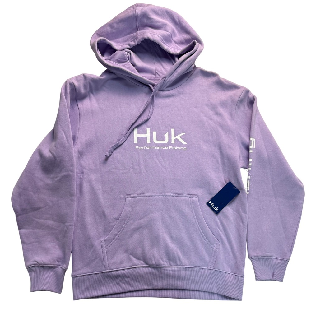 Huk Performance Fishing Hoodie Lavender Purple Fleece Sweatshirt  Small